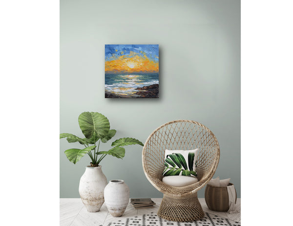 Coastal Calm, Acrylics on Canvas, 12"x12"