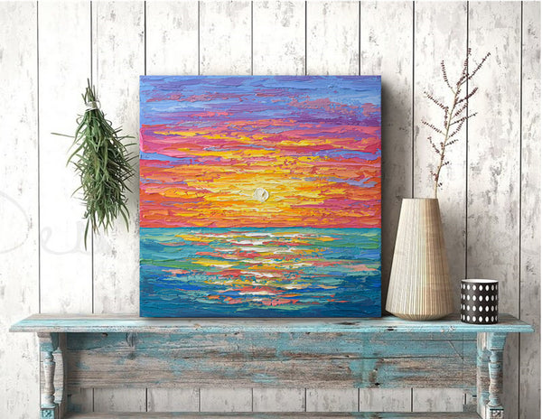 Ocean Sunset II, 12"x12"