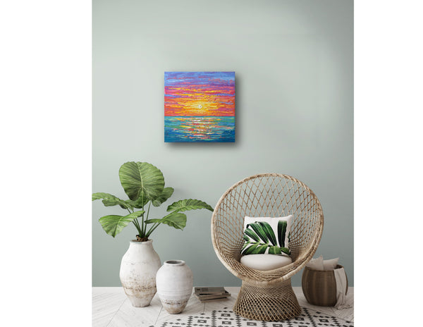 Ocean Sunset II, 12"x12"