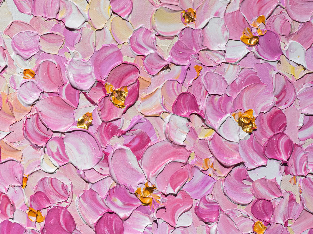 Dream in Blush, Acrylic on Canvas, Original Impasto Floral Artwork