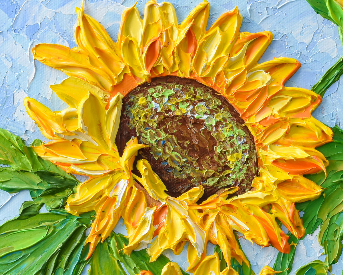 Sunflowers, Heavy Textured Floral Acrylic Painting, Fall Décor 12