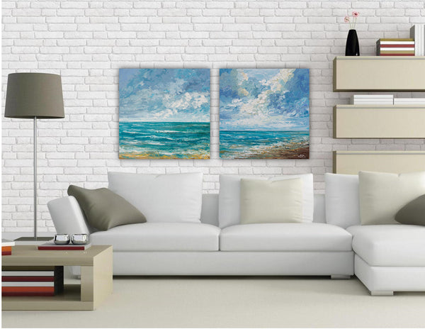 Ocean Clouds, Acrylic on Canvas, Palette Knife, 24"x24"