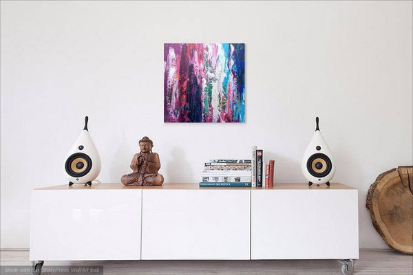 Pink Abstract Painting, Acrylic Original Wall Art Canvas, Impasto Palette Knife Art, Blue Pink Modern Painting, Small Abstract Art Gift Idea