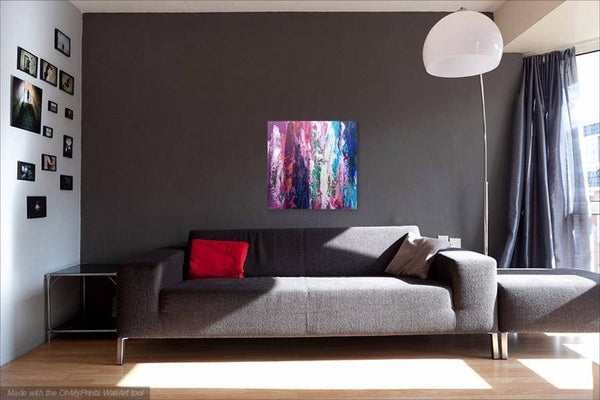 Pink Abstract Painting, Acrylic Original Wall Art Canvas, Impasto Palette Knife Art, Blue Pink Modern Painting, Small Abstract Art Gift Idea