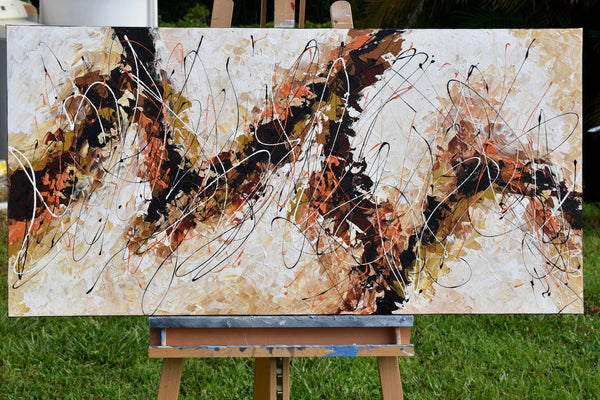 Fall is Here, Acrylic on Canvas, Abstract Artwork, 24"x48"