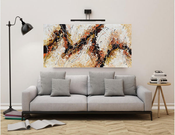 Fall is Here, Acrylic on Canvas, Abstract Artwork, 24"x48"