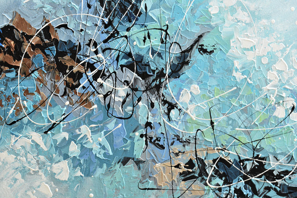 Morning Mist, Original Abstract Palette Knife Painting, Acrylic, 24"x48"