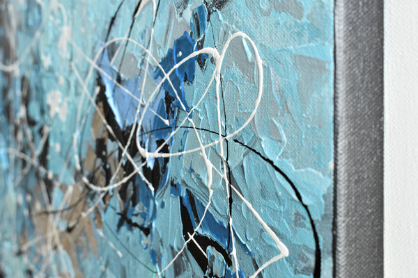 Morning Mist, Original Abstract Palette Knife Painting, Acrylic, 24"x48"