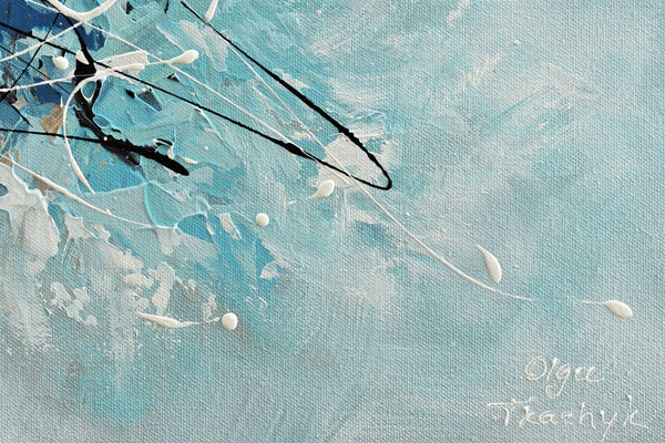 Morning Mist, Original Abstract Palette Knife Painting, Acrylic, 24"x48"