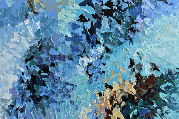 Blue Blossom, Original Abstract Acrylic Painting on Canvas, 24"x36"