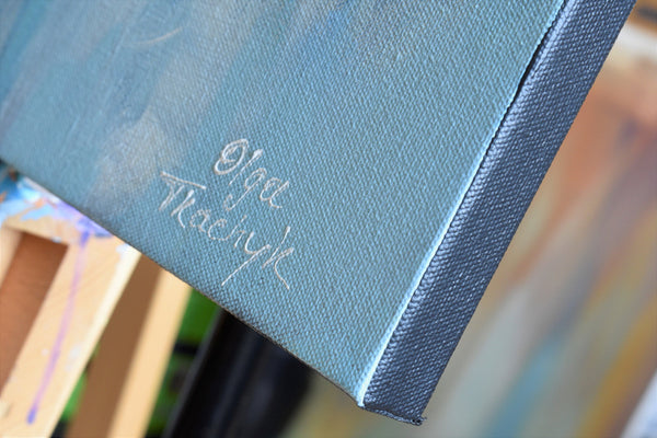 Blue Blossom, Original Abstract Acrylic Painting on Canvas, 24"x36"