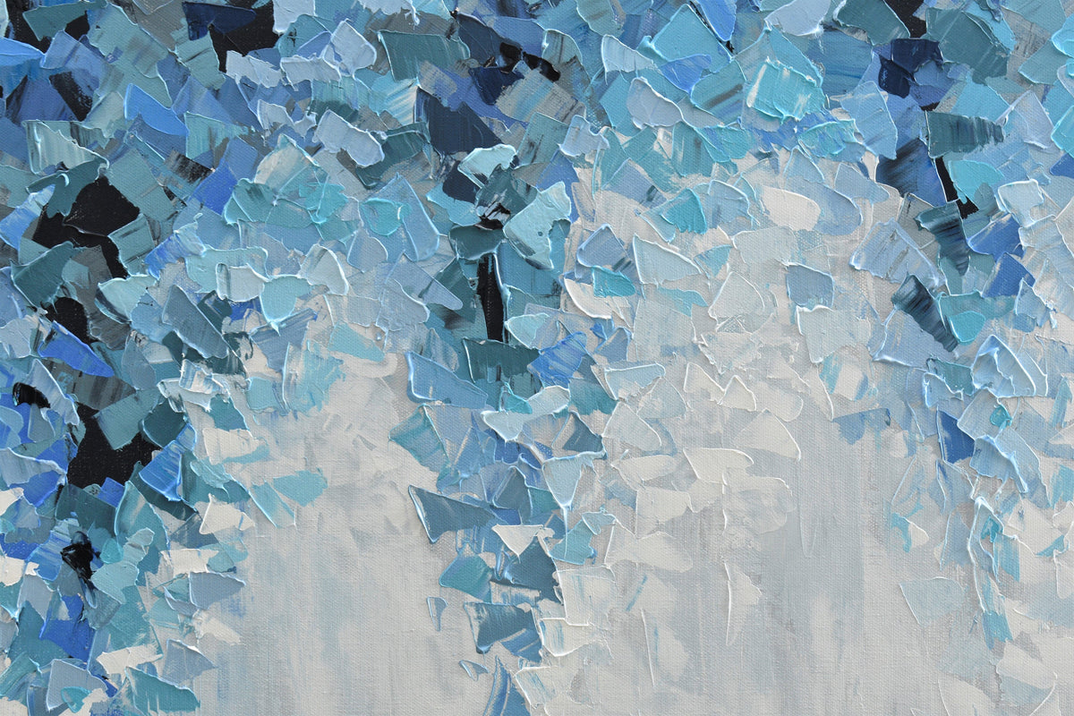 Blue & Grey Synergy, Abstract Acrylic Painting on Canvas, 24"x36" – Olga Tkachyk Art