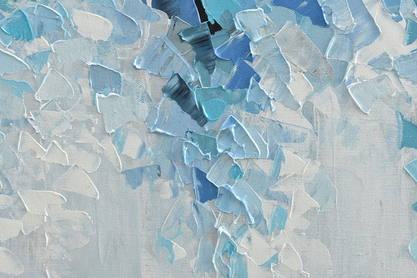 Blue & Grey Synergy, Abstract Acrylic Painting on Canvas, 24"x36"