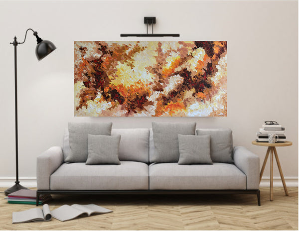 Autumn Mood, Abstract Acrylic Painting on Canvas, 24"x48"
