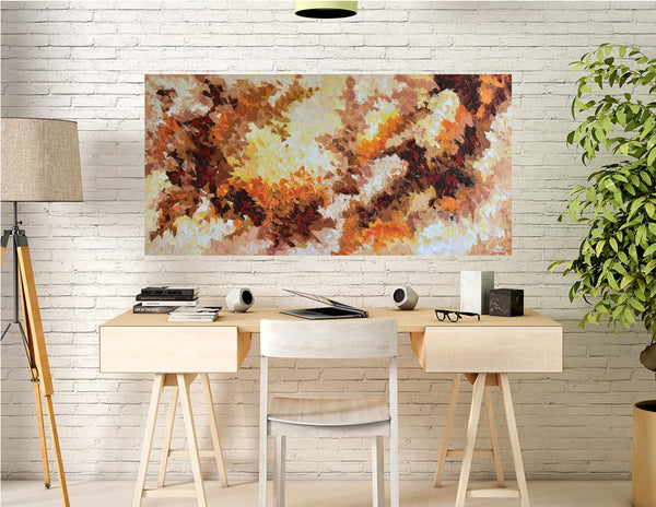 Autumn Mood, Abstract Acrylic Painting on Canvas, 24"x48"