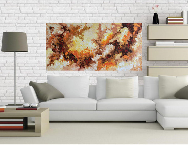 Autumn Mood, Abstract Acrylic Painting on Canvas, 24"x48"