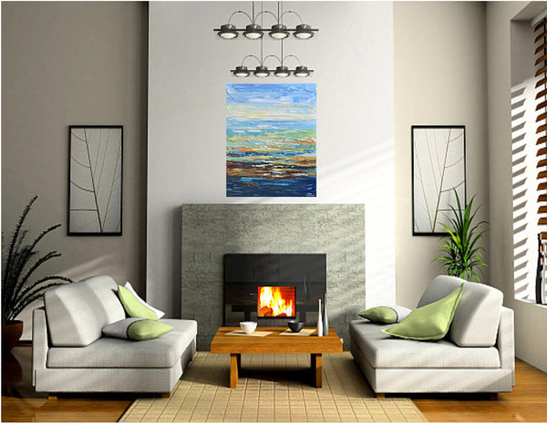Sunrise II,  Original Seascape Painting on Canvas, Acrylic, 16"x20"