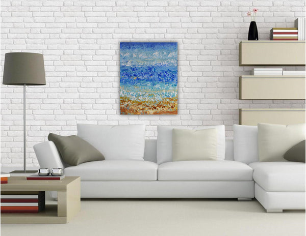 Beach Abstract, Original Painting on Canvas, Acrylic, 16"x20"