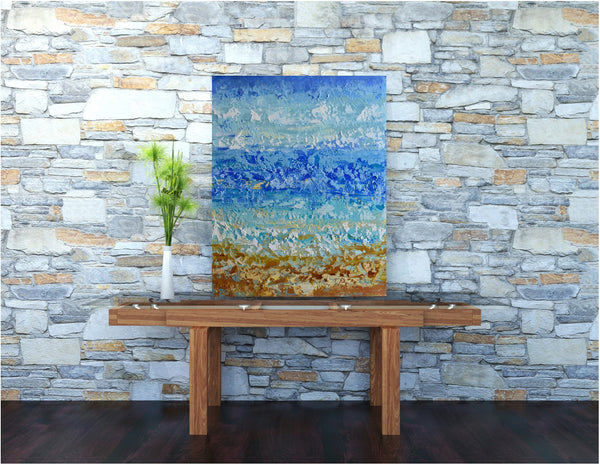 Beach Abstract, Original Painting on Canvas, Acrylic, 16"x20"