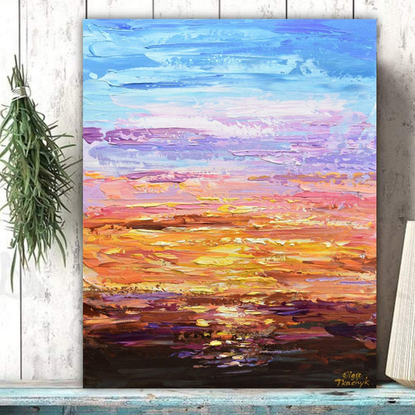 Sunset, Original Painting on Canvas, Acrylic, 16"x20"