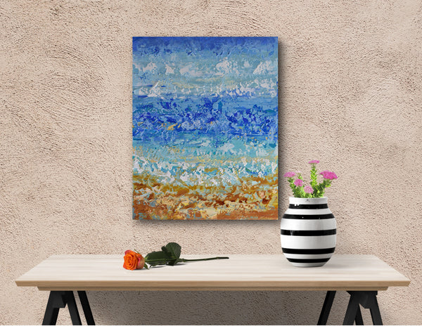 Beach Abstract, Original Painting on Canvas, Acrylic, 16"x20"