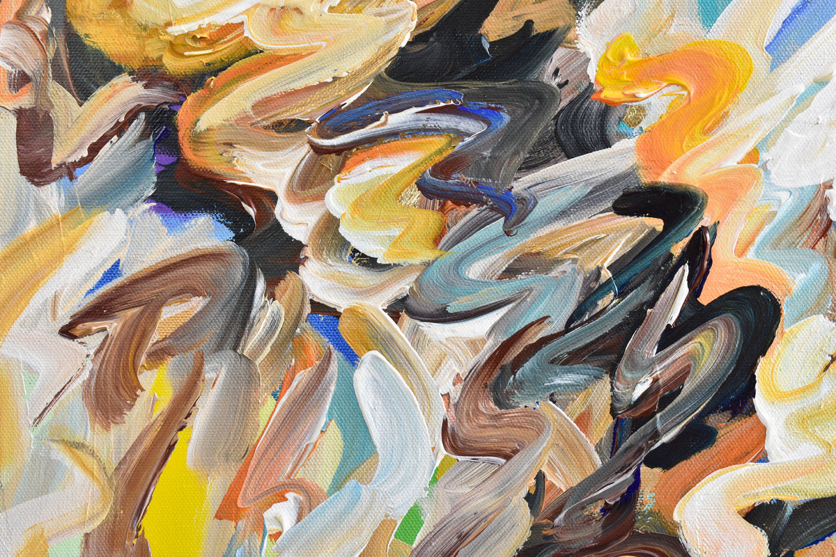 Dancing Ribbons II, Colorful Large Abstract Painting on Canvas, 24
