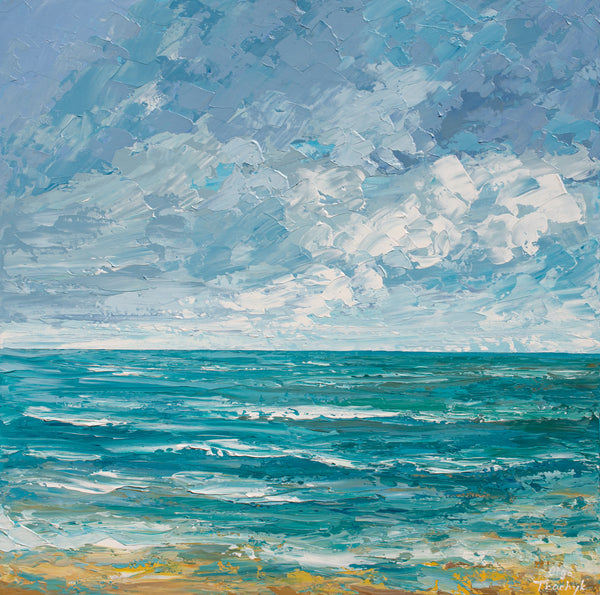 Serene Ocean, Acrylic on Canvas, Palette Knife, 24"x24"