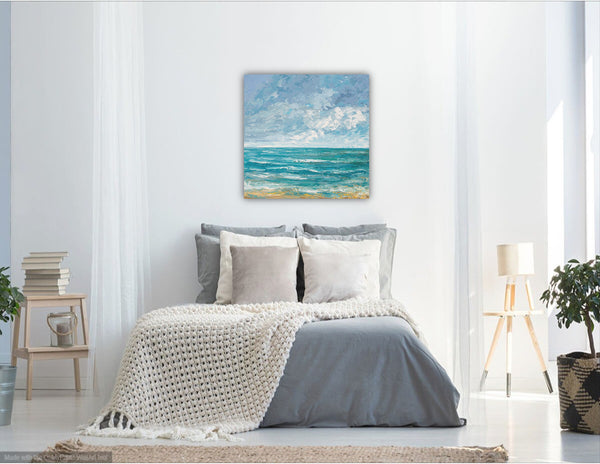 Serene Ocean, Acrylic on Canvas, Palette Knife, 24"x24"