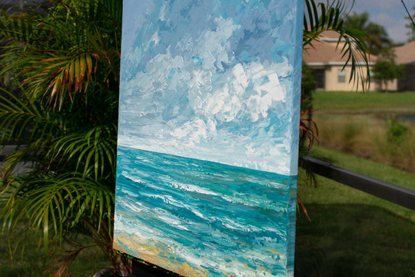 Serene Ocean, Acrylic on Canvas, Palette Knife, 24"x24"