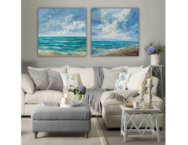 Ocean Clouds, Acrylic on Canvas, Palette Knife, 24"x24"