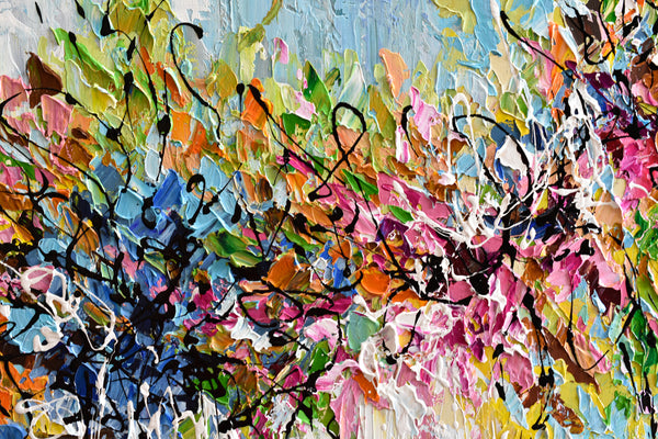 Autumn Bloom, Abstract Floral Painting, Acrylics, 24"x24"