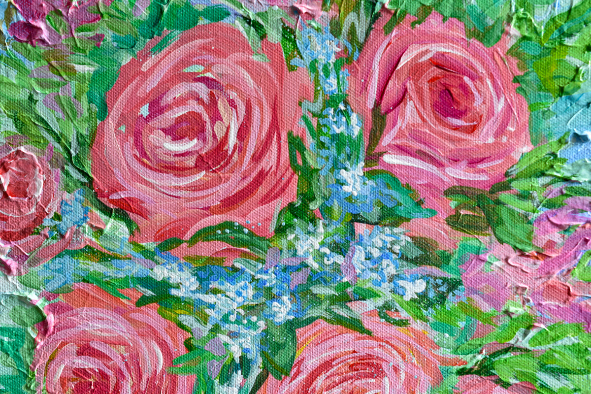 rose painting, acrylic texture paste : r/painting