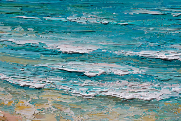 Serene Sunrise, Palette Knife Ocean Painting, Acrylic, 24"x24"