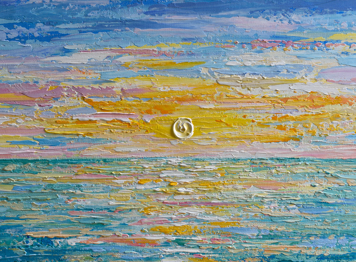 Sunrise, Palette Knife Ocean Painting, Acrylic, 16"x20" Olga Tkachyk Art