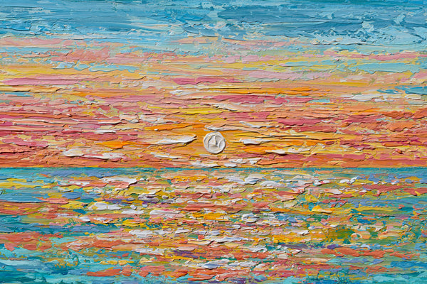 Relaxing Sunset, Palette Knife Ocean Painting, Acrylic, 16"x20"