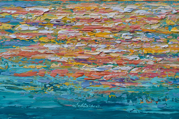 Relaxing Sunset, Palette Knife Ocean Painting, Acrylic, 16"x20"