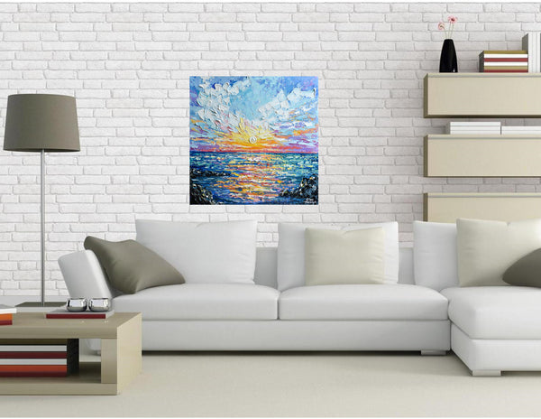 Sea Sunset, Acrylic on Canvas, "20x20"