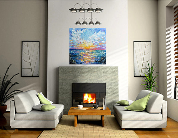 Sea Sunset, Acrylic on Canvas, "20x20"