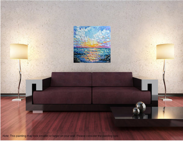 Sea Sunset, Acrylic on Canvas, "20x20"