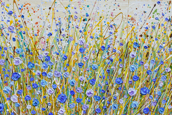 Blue Flowers Symphony, Acrylic on Canvas, 24"x48"