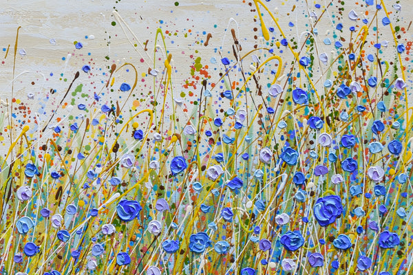 Blue Flowers Symphony, Acrylic on Canvas, 24"x48"