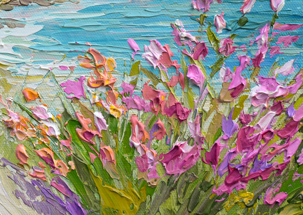 Coastal blooms, Acrylics on Canvas, 12"x12"