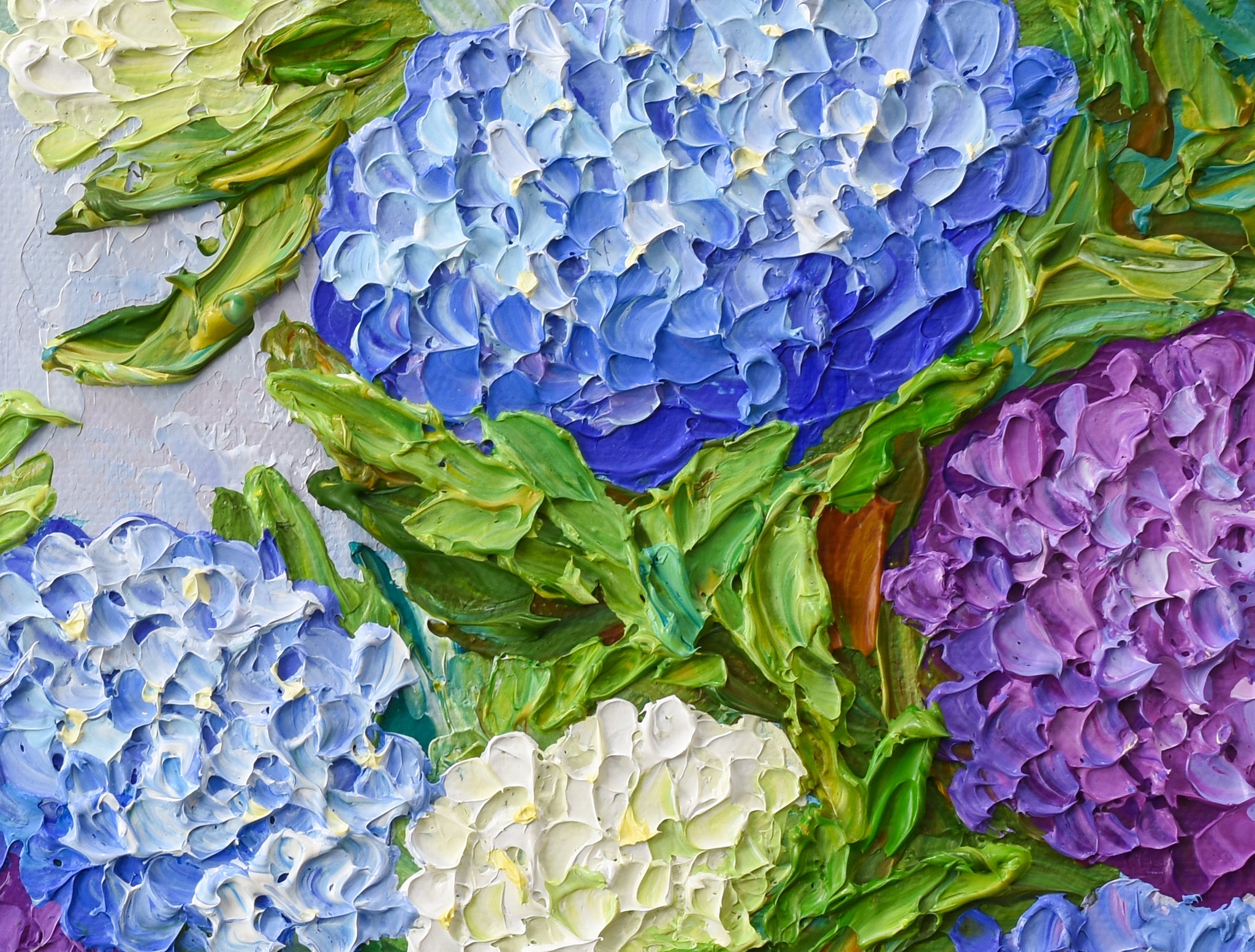 油絵 絵画 【Hydrangea】 Blue Hydrangea Oil Painting - Julia Swartz Art Gallery