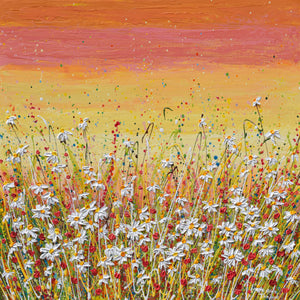 Daisies at Sunset, 24"x24", Acrylics on Canvas
