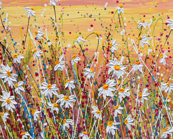 Daisy Field at Sunset, 24"x48", Acrylics on Canvas