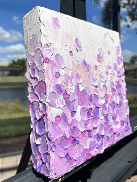 Violet Bloom, acrylic on canvas, 8"x8"