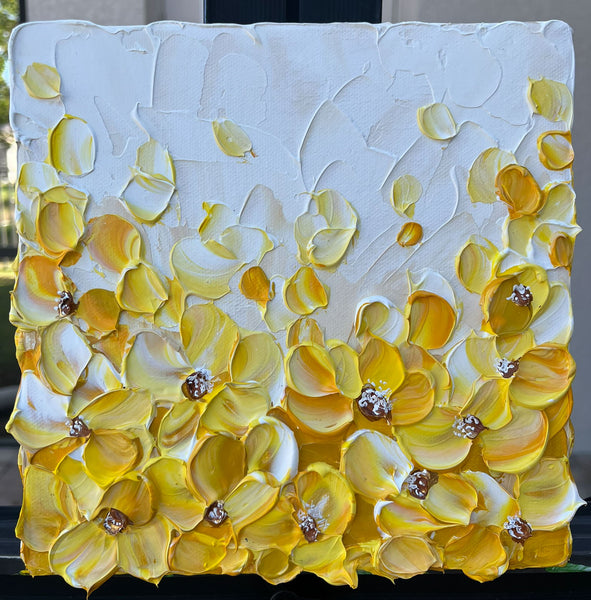 Yellow Bloom, Acrylic on Canvas, 8"x8"