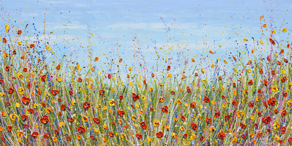 Poppies in July, Acrylics on Canvas, 24"x48"