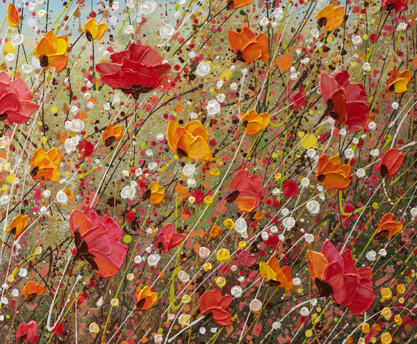 Sunlit Poppies, Acrylic on Canvas, 30"x48"