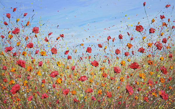 Sunlit Poppies, Acrylic on Canvas, 30"x48"